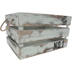 Dekokiste - Aus Holz - Größe L - Grün/antik