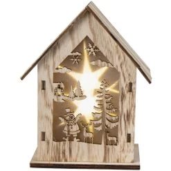 LED-Haus - Aus Holz - 12 X 7 X 15 Cm