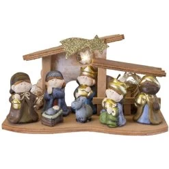 LED-Weihnachtskrippe - Aus Holz - 26 X 12 X 14,5 Cm