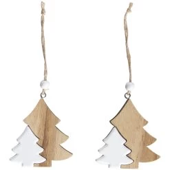 Dekohänger - Tannenbaum - Aus Holz - Ca. 7 X 1 X 7,5 Cm - 2 Stück