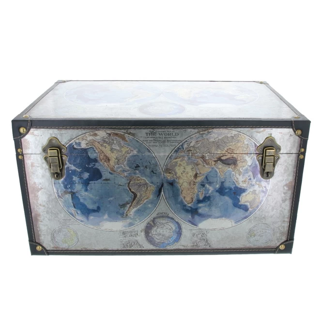 Truhe - Weltkarte - Aus Holz - Verschiedene Größen