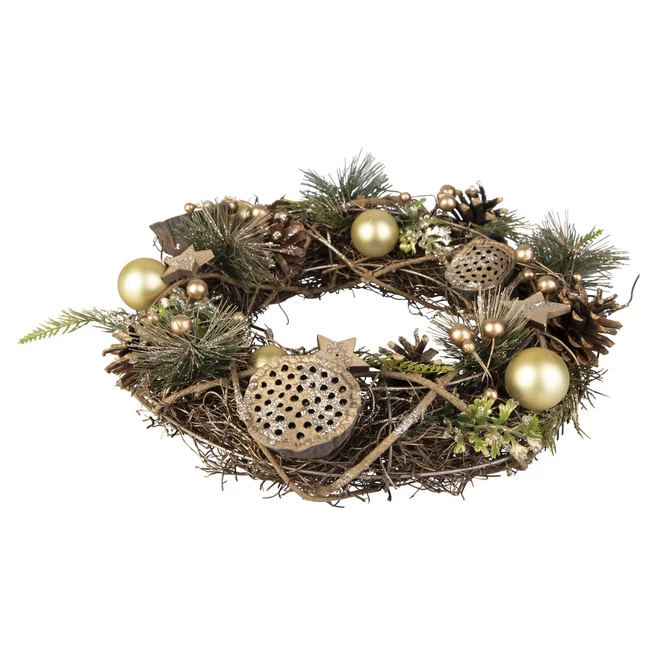 Dekokranz - Aus Holz - Ø = Ca. 34 Cm - Gold