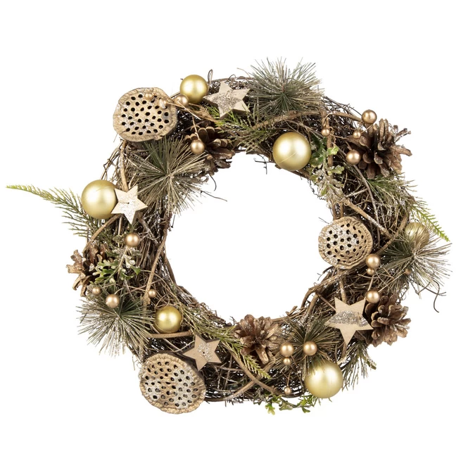 Dekokranz - Aus Holz - Ø = Ca. 34 Cm - Gold – Bild 2