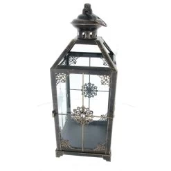 Laterne Schwarz/gold Gebürstet - Ca. 13 X 13 X 33,5 Cm