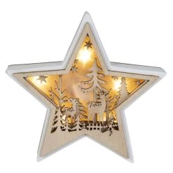 LED-Stern - Aus Holz - Ca. 14,5 X 2,5 X 14,5 Cm