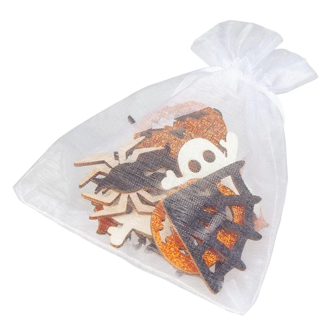 Streudeko - Halloween - Aus Holz - 12 Stück - Schwarz/orange/weiß – Bild 2