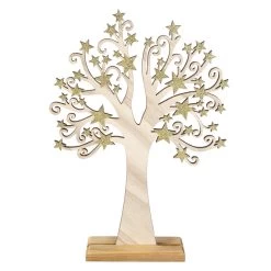 Dekobaum - Aus Holz - Ca. 24,5 X 5 X 34,5 Cm - Braun/gold