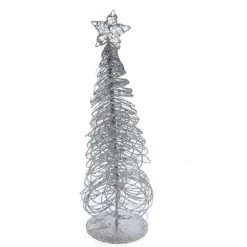 Baum Silber Mit LED - Ca. 30 Cm