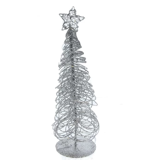 Baum Silber Mit LED - Ca. 30 Cm