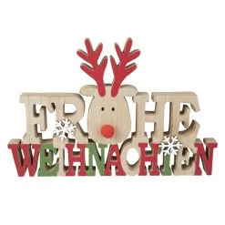 Deko-Schriftzug - Frohe Weihnachten - Aus Holz - Ca. 30,5 X 2 X 20 Cm