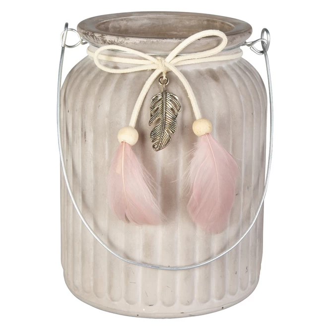 Windlicht - Federn - Aus Glas - Ca. 11 X 14,5 Cm – Bild 3