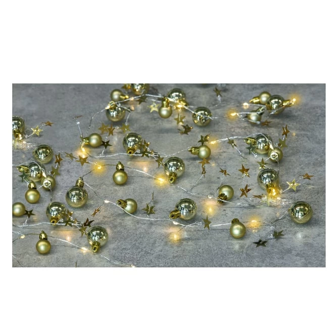 20er LED-Lichterkette - Kugeln - Ca. 190 Cm - Gold