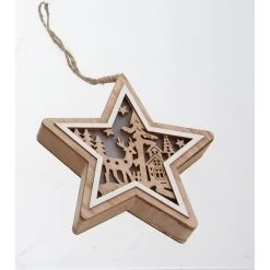 Stern Braun Mit LED - Ca. 12 X 3 Cm