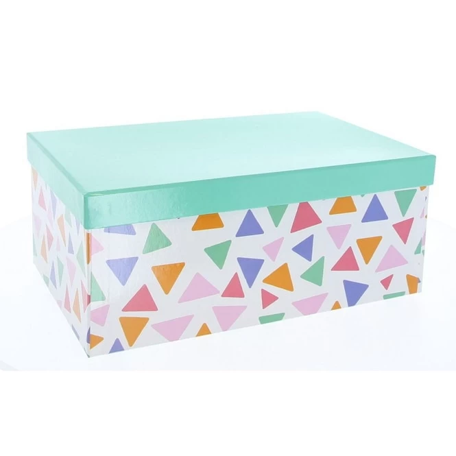 Geschenkbox - XL - Dreiecke Mint - Aus Papier - Ca. 32,5 X 21,5 X 13,5 Cm