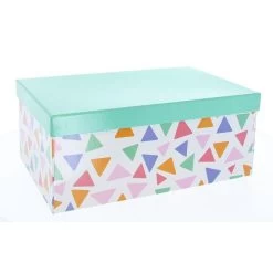 Geschenkbox - S - Dreiecke Mint - Aus Papier - Ca. 20 X 12,5 X 7,5 Cm