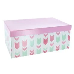 Geschenkbox - M - Pfeile Rosa - Aus Papier - Ca. 24 X 15,5 X 9,5 Cm