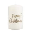 Stumpenkerze - Merry Christmas - Ca. 6 X 10 Cm - Weiß/gold