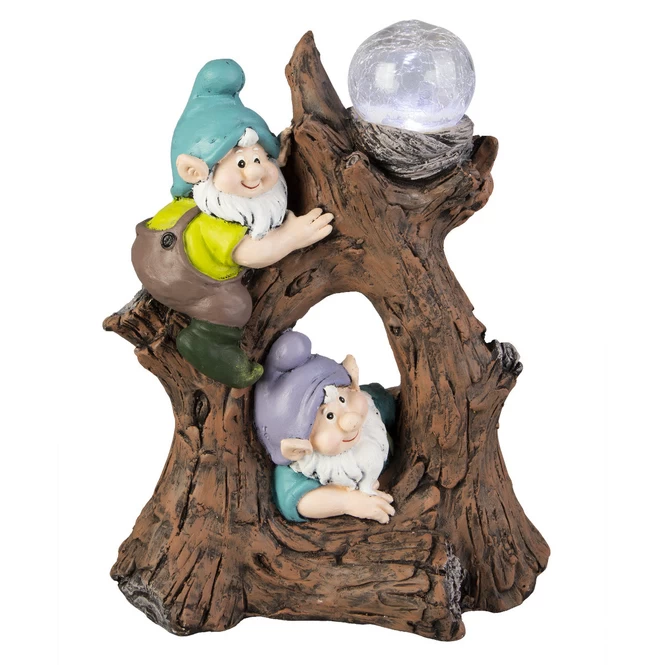 LED-Solarlampe - Baumstamm - Aus Magnesia - Ca. 30 X 17 X 38 Cm