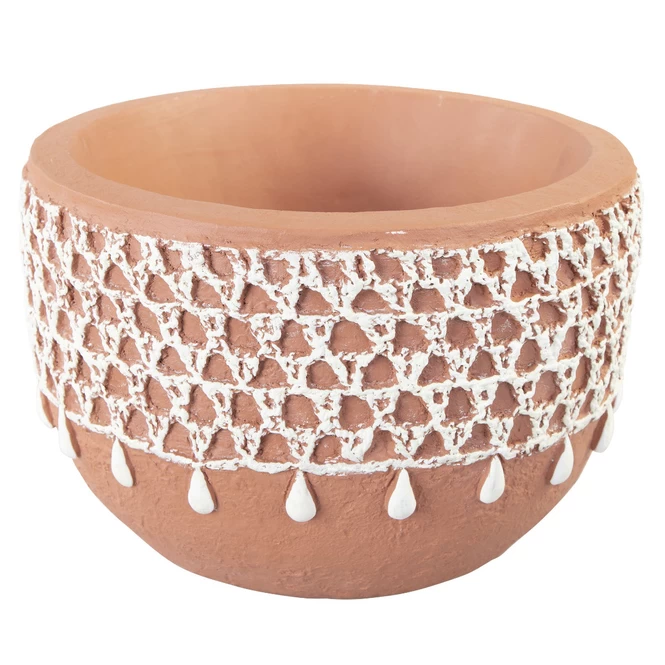 Pflanzgefäß - Boho - Aus Magnesia - Ca. 33 X 33 X 21 Cm - Braun/weiß – Bild 2