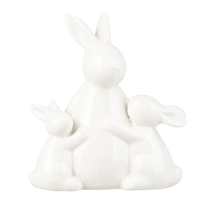 Hasenmama Mit Kindern - Aus Keramik - Ca. 14 X 7,5 X 13 Cm