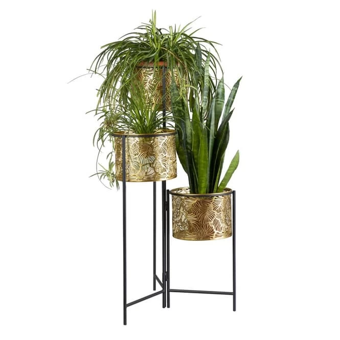 Pflanzetagere - Gold, Schwarz - Aus Metall - Ca. 42 X 42 X 80 Cm – Bild 2