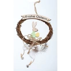 Dekokranz - Frohe Ostern - Aus Holz - Ca. 14 X 2 X 46 Cm