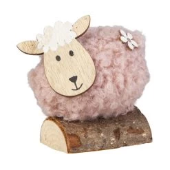 Deko - Schaf - Rosa/braun - Mit Kunstfell - Ca. 6 X 4 X 8 Cm