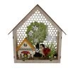 Standdeko - Haus Mit LED - Aus Holz - Ca. 23,5 X 6,5 X 24 Cm