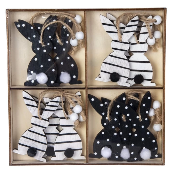 Dekohänger - Hasen - Aus Holz - Ca. 8 Cm - 12 Stück