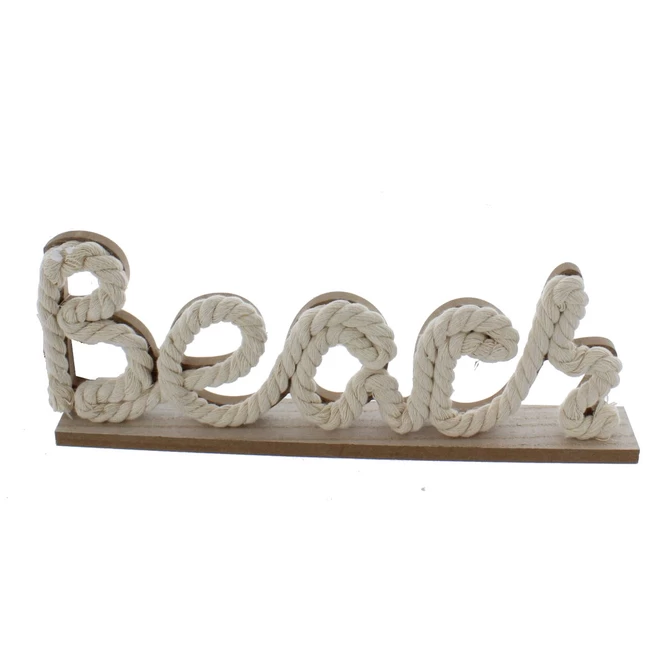 Schriftzug - Beach - Aus Holz Und Textil - Ca. 30 X 4 X 11 Cm