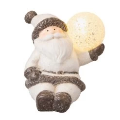 Nikolaus Mit LED-Kugel- Aus Keramik - Ca. 11,5 X 11,5 X 13 Cm - 1 Stück