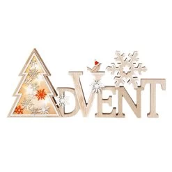 Schriftzug - Advent - Mit LED - Aus Holz - Ca. 40 X 3,5 X 17,5 Cm