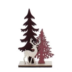 Standdeko - Hirsch Und Bäume - Ca. 14 X 4 X 22cm