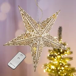 LED-Dekohänger - Stern - Ø = Ca. 40 Cm - Holz