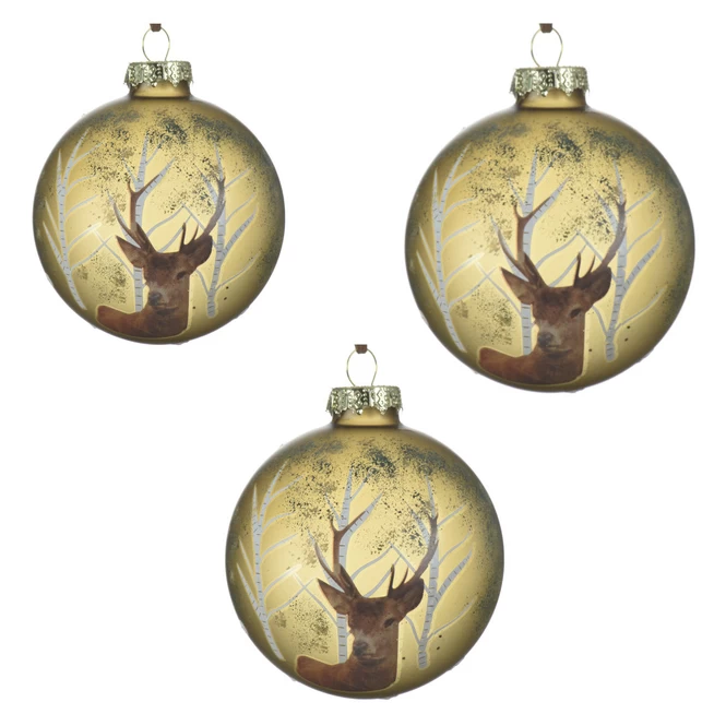 Christbaumkugeln - Hirsch - Ø = Ca. 8 Cm - 3 Stück - 1 Set – Bild 2