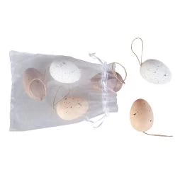 Dekohänger Eier - Braun/weiß - Aus Kunststoff - Ca. 6 Cm - 6 Stück