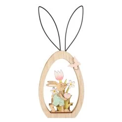 Oster-Standdeko Mit Hasenohren - Aus Holz Und Metall - Ca. 11 X 2 X 25 Cm