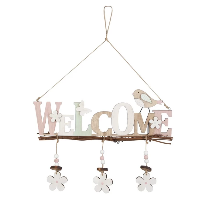 Dekohänger - Welcome - Aus Holz - Ca. 30 X 0,5 X 23 Cm
