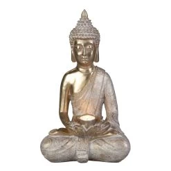Buddha Sitzend Mit Teelichthalter - Aus Polyresin - Ca. 24 X 17,5 X 39 Cm