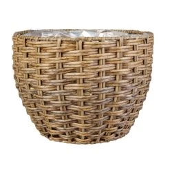 Pflanzkorb Rund - Grau/braun - Aus Kunststoffrattan - Ca. 19 X 14 Cm
