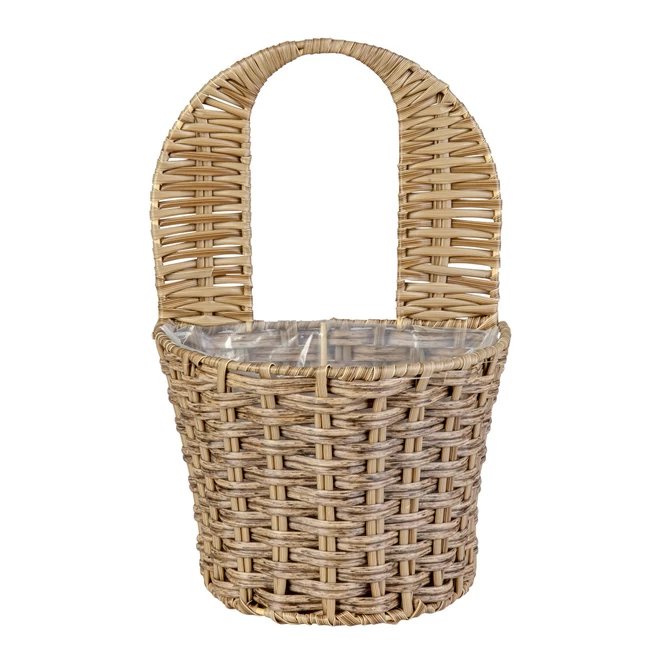 Hängepflanzkorb - Grau/braun - Aus Kunststoffrattan - Ca. 27 X 18 X 16/33 Cm
