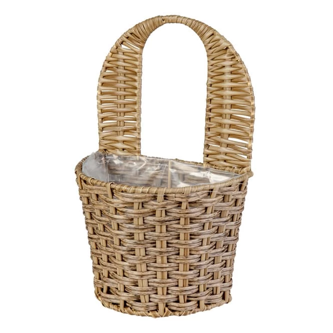 Hängepflanzkorb - Grau/braun - Aus Kunststoffrattan - Ca. 32 X 22 X 17/35 Cm – Bild 2