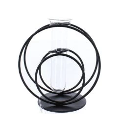 Vase - Reagenzgläser In Ständer - Aus Metall Und Glas - Ca. 12,5 X 8 X 13,5 Cm