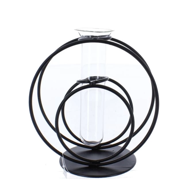 Vase - Reagenzgläser In Ständer - Aus Metall Und Glas - Ca. 12,5 X 8 X 13,5 Cm