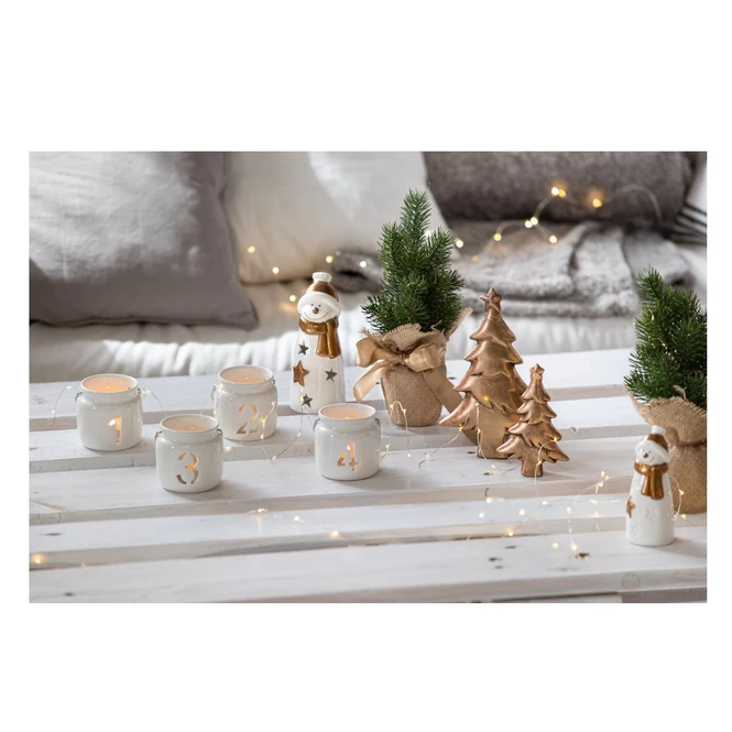 Teelichthalter - Advent - Aus Keramik - Ca. 7,5 X 7,5 X 7 Cm - 4 Stück – Bild 4