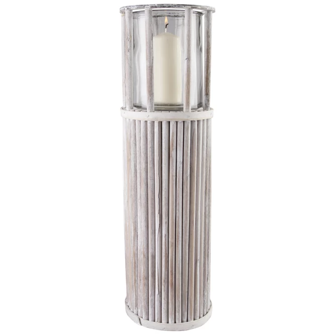 Kerzenständer - Aus Holz - Ca. 18 X 18 X 58 Cm - In Grau – Bild 2