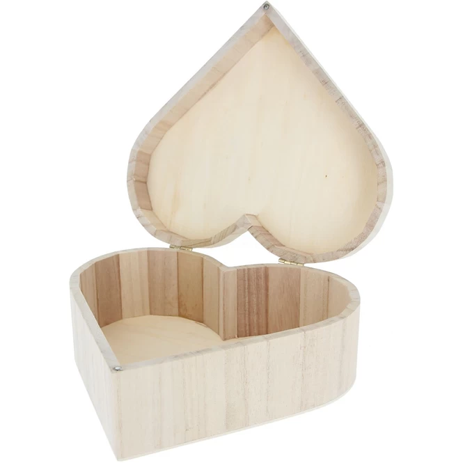 Dekokästchen - Herz - Aus Holz - Natur - 20 X 19 X 8 Cm
